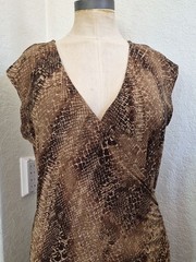 Lauren Ralph Lauren Wrap Top, Side Gathered, Snake Print, Stretch Dress Sz Large