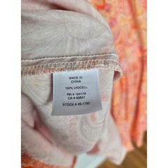 Johnston & Murphy Orange Pink Paisley Lyocell Tiered Dress S Boho Cottage Retro