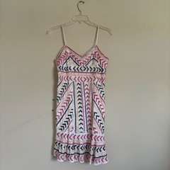 Parker Casey Beaded Patterned SequinWhite/Pink Women&rsquo;s Dress XS