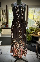 Reborn XL Paisley Floral Maxi Dress Boho Jersey Knit Fit Flare Sleeveless