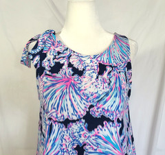 New Lilly Pulitzer Deep Sea Navy Shells Luella Shift Dress Small Pima Cotton