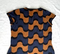 boden Geometric Cotton Viscose Cap Sleeve Knit Dress in Black Blue Brown Sze 18L