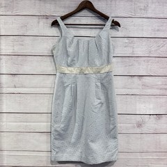Boden Empire Waist Light Blue Silver Floral Dress Lined Size US 6 Cocktail