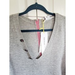 BCBGeneration S Heather Grey V-Neck Sweater Dress Drape Cozy Small NWT RV $98