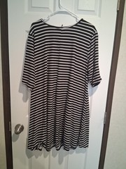 Vibe Sportswear Black Striped 3/4 Sleeve Tunic/Mini Dress SZ 2XL