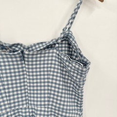 Lottie Moss Blue White Gingham Mini Dress Lace Trim Bow Small