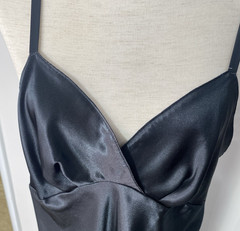 Natori Black Maxi Satin Slip Dress Long Nightgown Intimate Sleepwear Size L Vtg