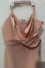 blush pink midi dress with a sweetheart neck and flared hem