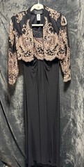 Alex Evenings 2-Piece Metallic Embroidered Gown & Bolero Jacket Set Size Large