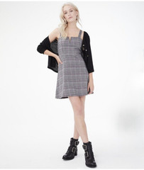 Aeropostale Houndstooth Plaid Fit & Flare Mini Dress Size S Academia Soft Grunge