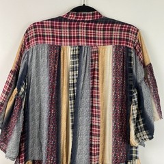 Uncle Frank Patchwork Plaid Dress Size Large Tiered Rayon V Neck