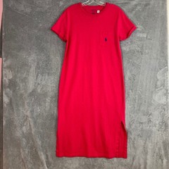 Polo Ralph Lauren Maxi T Shirt Dress Womens M Red Jersey Knit Preppy