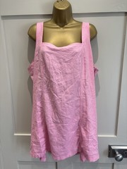 M&S Marks & Spencer Linen Shift Tunic Mini Dress, Sugar Pink, size 20 BNWT New
