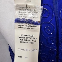 Ibiza 100% Silk Beaded Dress with Polyester Lining Royal Blue Size M