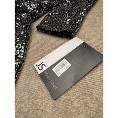 JS Boutique Black Silver Sequin Surplice Mini Cocktail Dress Women&rsquo;s 6 – NWT