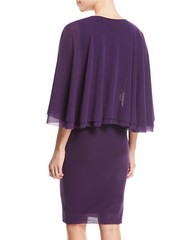 FUZZI Viola Purple Flutter Sleeve Cape Capelet Tulle Mesh Bodycon Dress XS 0/2