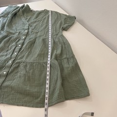 Madewell Lightspun Cuff-Sleeve Button-Front Tiered Mini Dress – Sage Green XXL