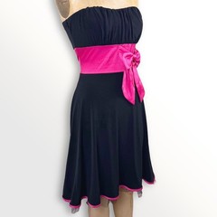 2000s Ruby Rox Size S Strapless Tutu Dress Pink Bow Tulle Trim Party Homecoming