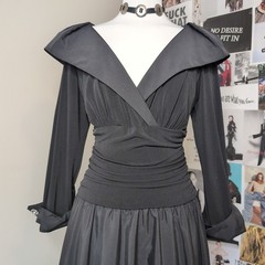 Black Long Sleeve Vintage Collared Dress Gothic