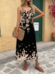 Tropical Floral Maxi Dress Elegant Vacation Business Party Chic