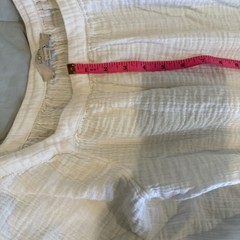 LOFT White Shift Dress Cotton Crinkle Square Neck 3/4 Sleeve Ruffle Hem XL
