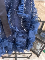 NWT $795 MARCHESA NOTTE Spring 2021 Glitter Tulle Ruffle Mini Dress – Navy 10 M