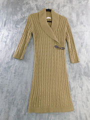 Calvin Klein Sweater Dress Womens Medium Cable Knit Long Sleeve Belted Pullover