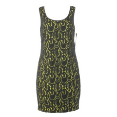 DKNY New $295 Sz 6 Black Lace Overlay Lime Cotton Poly Nylon Bodycon Dress