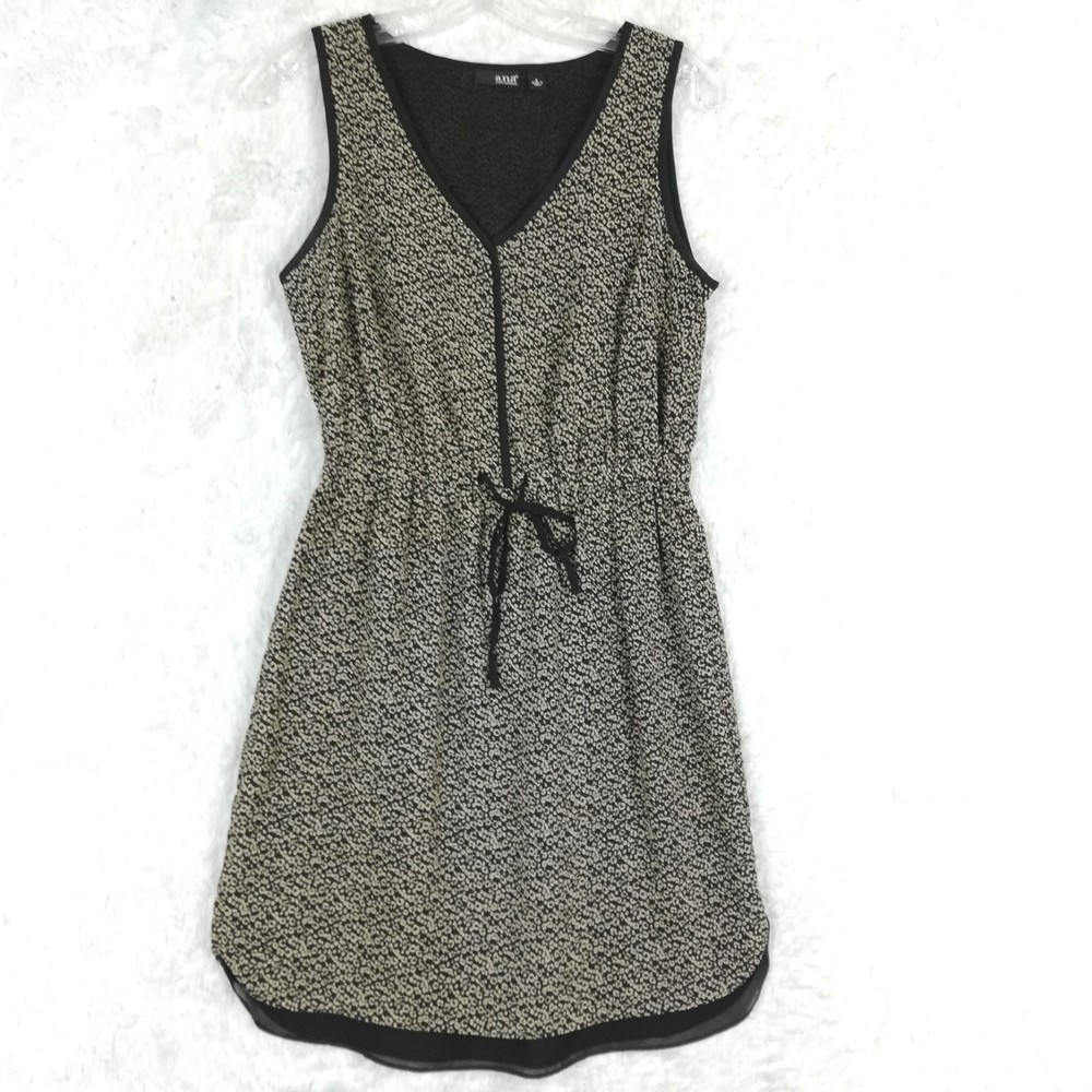 A.N.A Womens Dress Mini Sleeveless Cheetah Print V Neck Tie Waist Round Hem 4