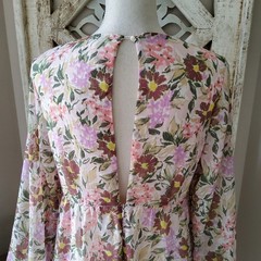 Fourteenth Place Maja Blush Floral Ruffle Swing A Line Dress Medium Cottagecore
