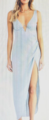 Rumer The Label 100% Linen Luella Dress Size M Sexy Slit Adjustable Straps New