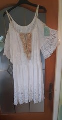 Cold Shoulder Lace Frill Dress One Size