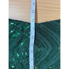 Emerald Sequin Maxi Dress with Fringe Sleeves B5
