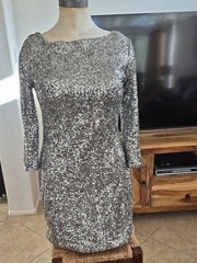 Glamour Silver Sequin Cocktail Dress