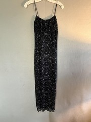 Ultra Flirt Dress Juniors M Black Celestial Mesh Slip Maxi Celestial Moon