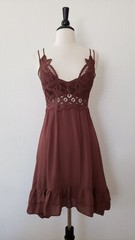 Free People Adella Dress Dupe Size Small Brown Bridal Boho Smocked Ruffles Retro