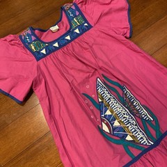 APPEL Vintage Maxi Dress House Muumuu Colorful Embroidered Fish Tropical Resort