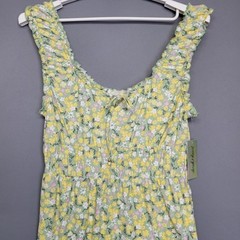 Derek Heart Summer Dress Womens Juniors XL Yellow Floral Soft Sleeveless New