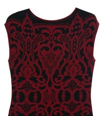 Max Studio Red & Black Print Sleeveless Pullover Bodycon Knit Dress, size XL