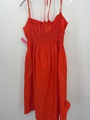 Pre-Owned Quince Orange Size Medium Knee Length Sleeveless Dress