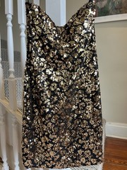 Women&rsquo;s Black & Gold Sequin Sleeveless Mini Dress Size S Regular Solid