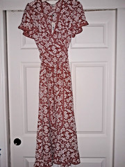 Stunning MAX STUDIO Red Floral Print Maxi Dress with Single Flounce Hemline S