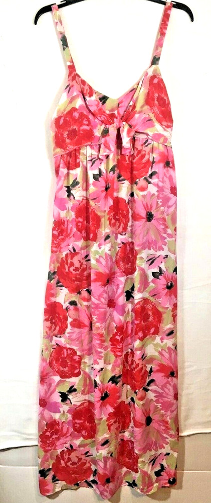 Ophelia Roe Women&rsquo;s Size Medium Floral Maxi Dress Sleeveless Pink Red Flowy New