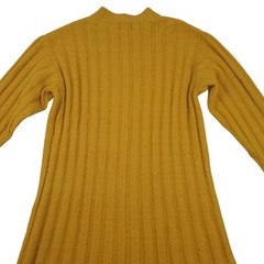 H&M Women&rsquo;s Ochre Oversized Stretch Wool Blend Ribbed Midi Dress Sz Small Yellow