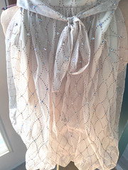 Woman’s Deb Sz. 1/2 Short Ivory Dress W/Gold Glitter,Clear Sequins W/Puff Bottom