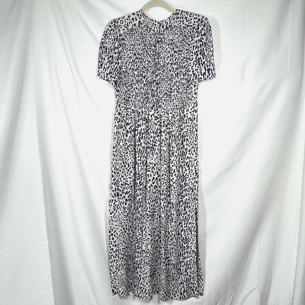 Baum Und Pferdgarten Silk Blend Maxi Dress EU36 US4 Smocked Leopard Cottage Core