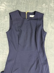 Calvin Klein Womens Navy Blue Sleeveless Sheath Dress Gold Back Zipper Size 4