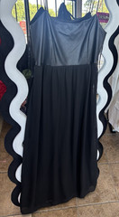 Forever 21 Black Faux Leather Chiffon Maxi Dress Cowl Neck Spaghetti Strap S
