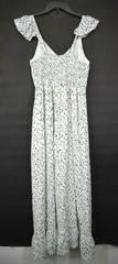 Womens White & Blue Leopard Printed Dress Sleeveless Lined Elasticized Top