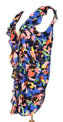 H&M Womans Size 12 Dress Sheath Floral Sleeveless Ruffles Midi Hook Eye Classic